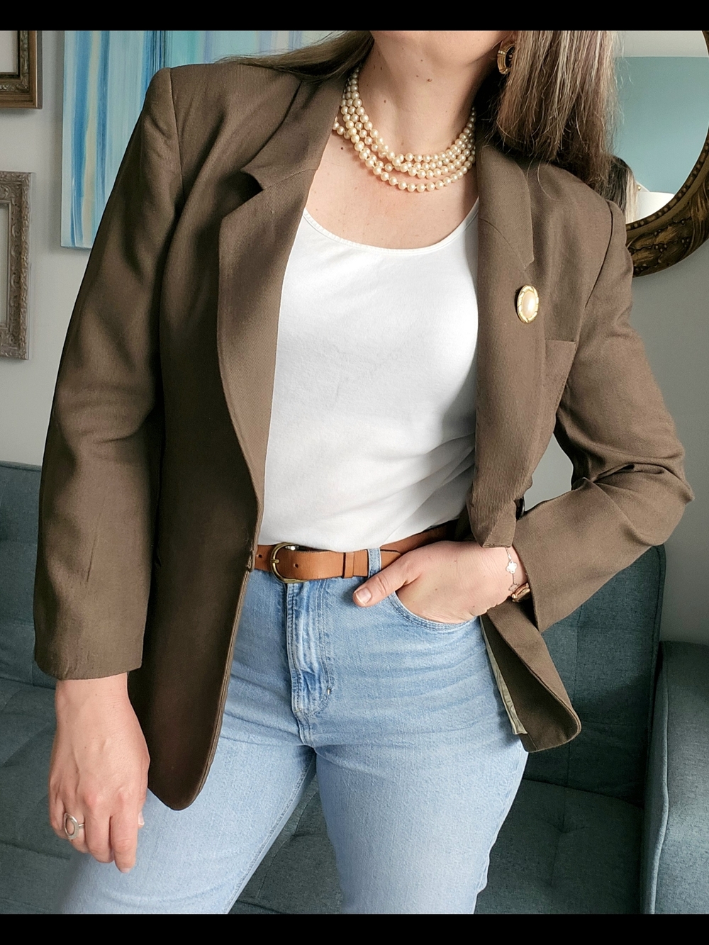 Vintage Wool Classic Olive Women's Blazer Jacket
